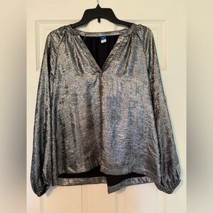 Old Navy Silver Gray Puff Sleeve Blouse